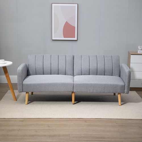 Canapé Convertible 2 Places Design Scandinave Tissu Aspect Lin