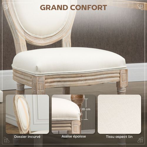 Lot De 2 Chaises Médaillon Louis Xvi Aspect Lin Beige