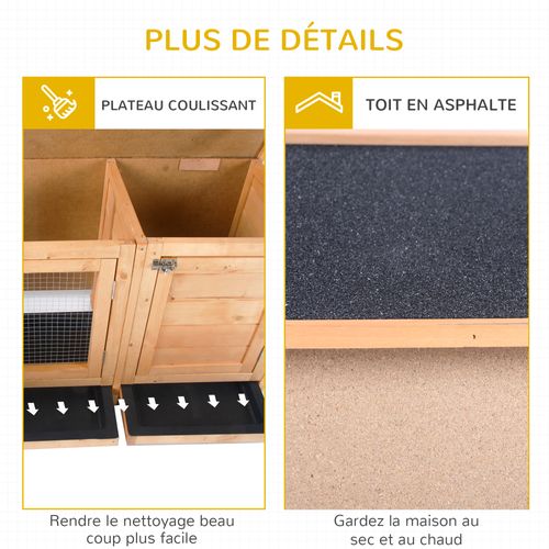 Clapier à Lapin Multi-équipement Sur Pieds Bois Sapin