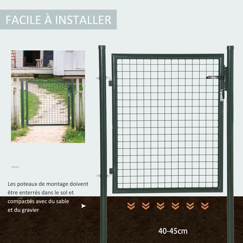 Portillon Grillagé Dim. 97l X 150h Cm - 3 Clés - Acier Vert