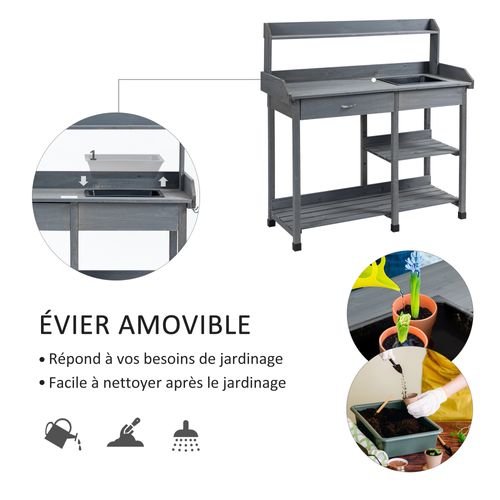 Table De Rempotage Multi-équipée Grise