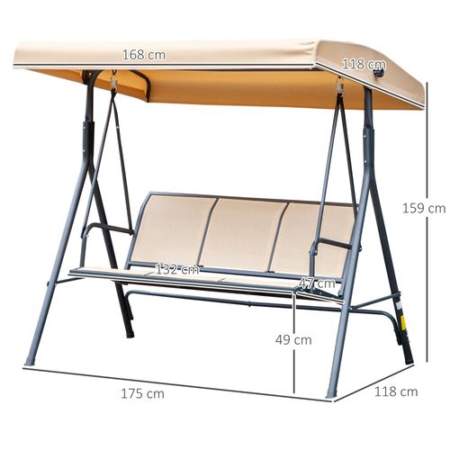 Balancelle De Jardin 3 Places Acier Époxy Textilène