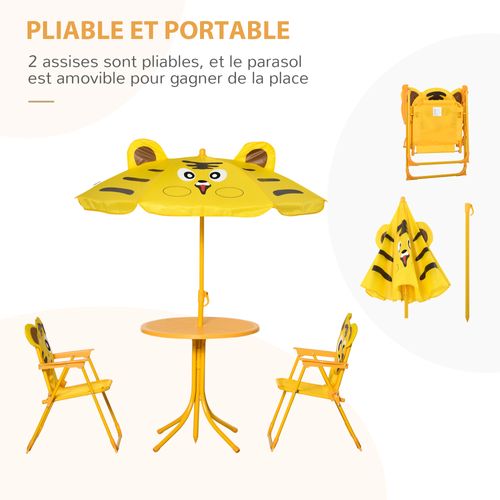 Ensemble Salon De Jardin Enfant 4 Pièces Design Tigre