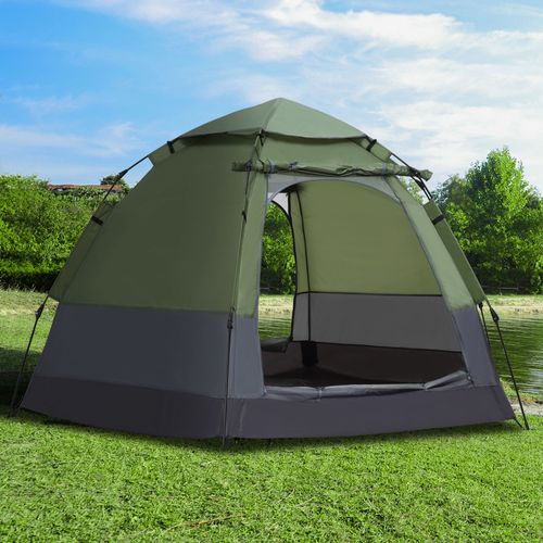 Tente De Camping Pop-up 3-4 Personnes Fibre Verre Polyester