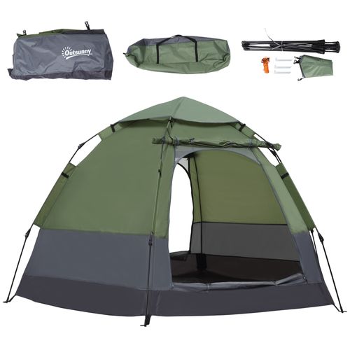 Tente De Camping Pop-up 3-4 Personnes Fibre Verre Polyester