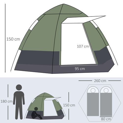 Tente De Camping Pop-up 3-4 Personnes Fibre Verre Polyester