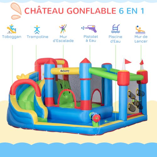Château Gonflable 3-8 Ans Gonfleur Sac De Transport 390 X 300 X 197 Cm