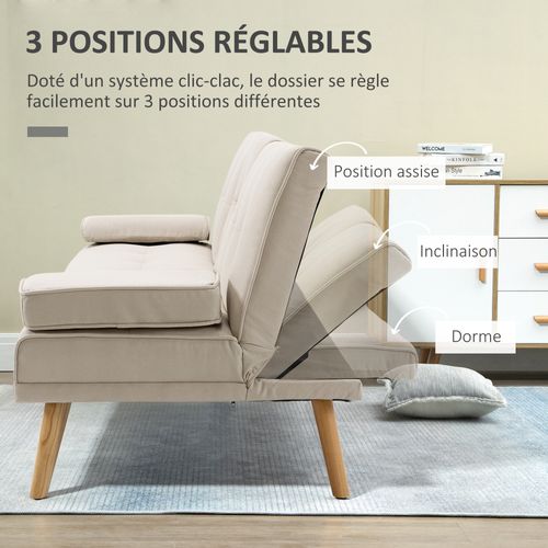 Canapé Convertible 3 Places Design Scandinave