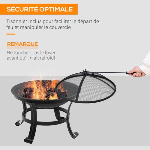 Brasero Boule De Feu D. 55 X 50h Cm Acier Noir