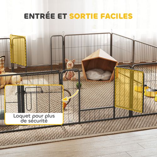 Parc Enclos Modulable Pour Animaux - Acier Noir