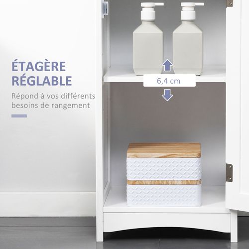 Meuble Colonne Salle De Bain Multi-rangement Blanc Gris