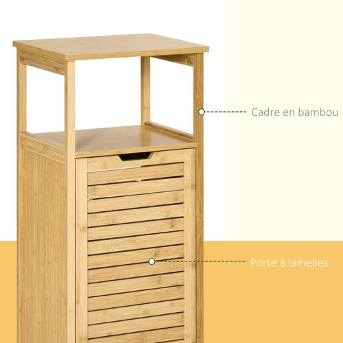 Meuble Bas Basculant Salle De Bain Bambou Mdf Aspect Bois Clair