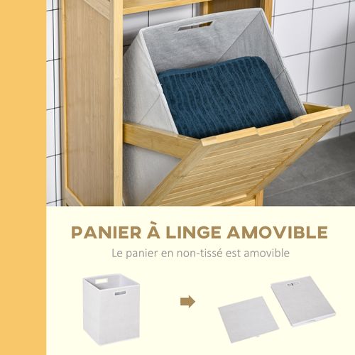 Meuble Bas Basculant Salle De Bain Bambou Mdf Aspect Bois Clair