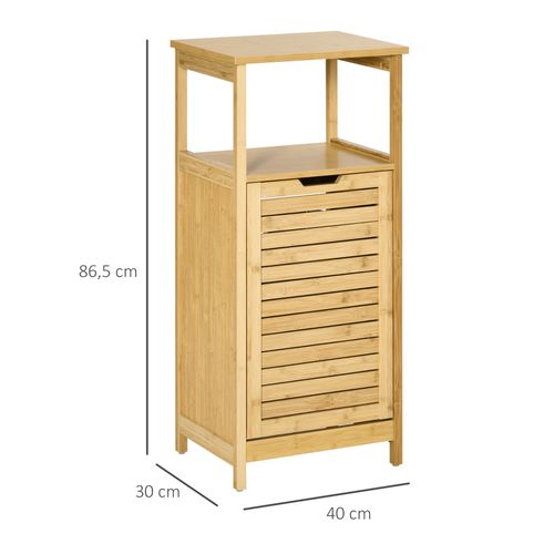 Meuble Bas Basculant Salle De Bain Bambou Mdf Aspect Bois Clair