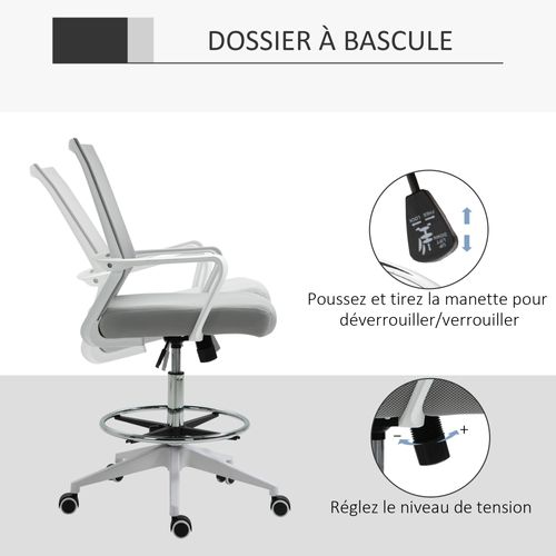 Fauteuil De Bureau Assise Haute Tissu Maille