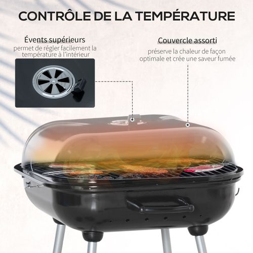 Barbecue à Charbon - Nombreux Accessoires - Acier Émaillé Noir