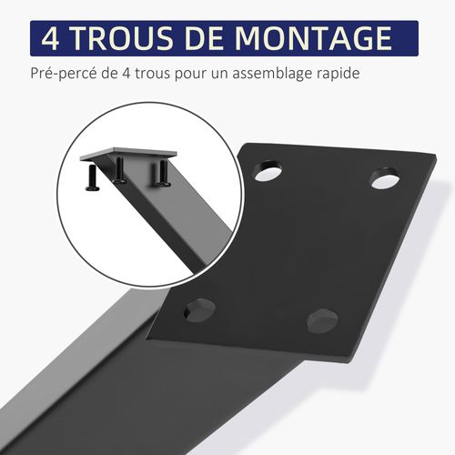 Lot De 2 Pieds De Table Design Industriel En Croix Acier Noir