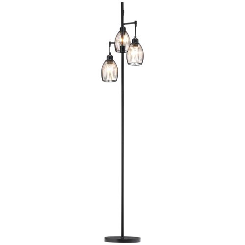 Lampadaire Design Industriel 3 Têtes Métal Filaire Acier -  Noir