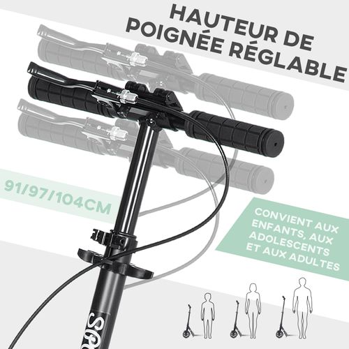Trottinette Pliable Adulte Roulement Pu Abec-9 Vert Noir