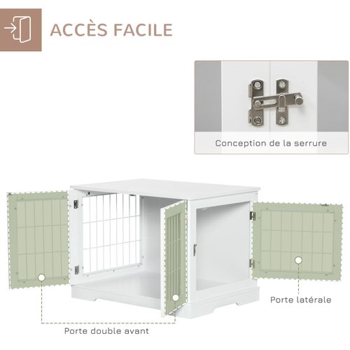 Cage Pour Chien Animaux Table D'appoint 2 En 1 Blanc