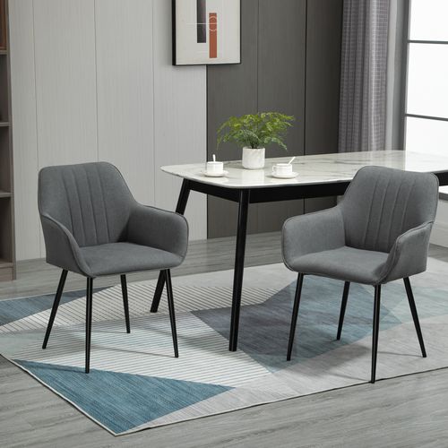 Lot De 2 Chaises De Visiteur Style Scandinave Lin Anthracite