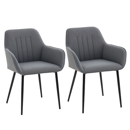 Lot De 2 Chaises De Visiteur Style Scandinave Lin Anthracite