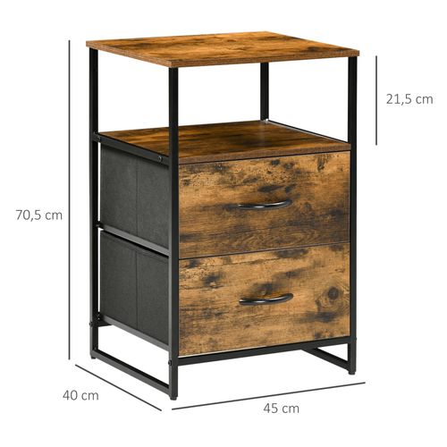 Meuble De Rangement Chiffonnier 2 Tiroirs Design Industriel