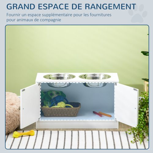 Porte-gamelles Surélevé Armoire 2 En 1 - 2 Portes, 2 Gamelles