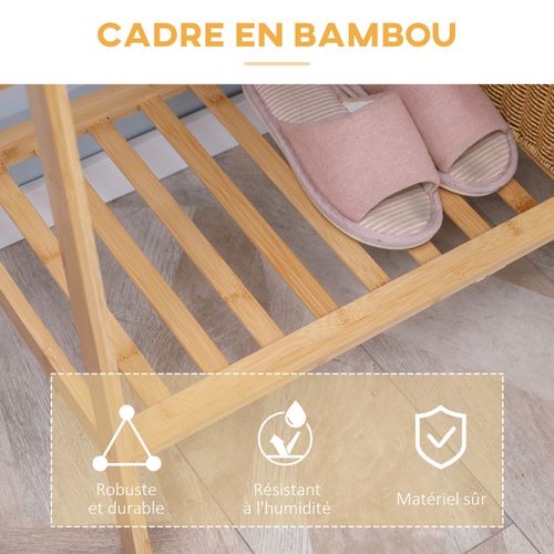 Penderie Porte-manteaux Avec Étagères Bois Bambou