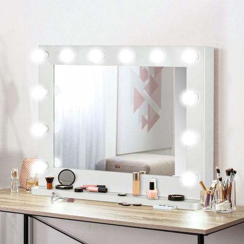 Miroir Maquillage Hollywood Lumineux LED Tactile Réglable 12 LED