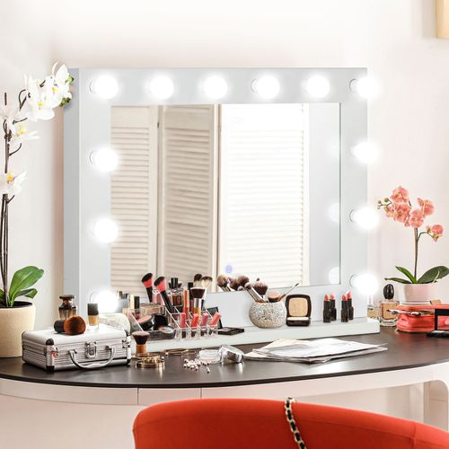 Miroir Maquillage Hollywood Lumineux LED Tactile Réglable 12 LED