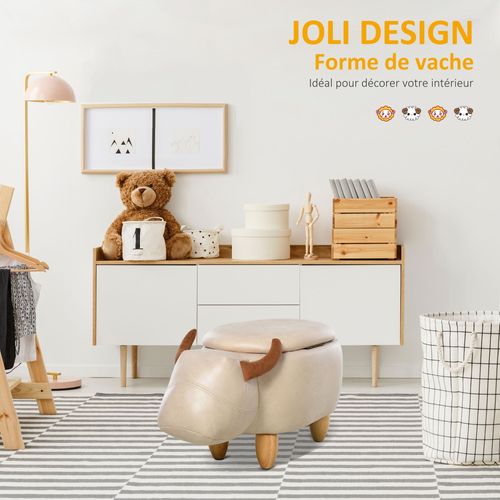 Pouf Coffre De Rangement 2 En 1 Motif Vachette