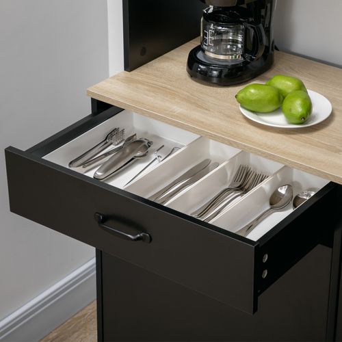 Buffet Haut Design Industriel Noir Aspect Chêne Clair