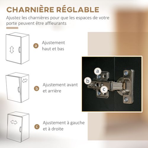 Buffet Haut Design Industriel Noir Aspect Chêne Clair