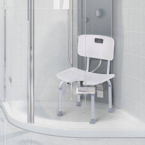 Chaise De Douche Assise Hauteur Réglable Alu Hdpe Blanc