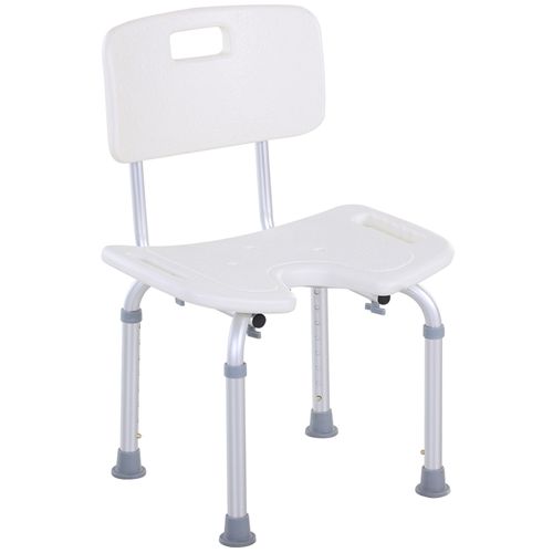 Chaise De Douche Assise Hauteur Réglable Alu Hdpe Blanc