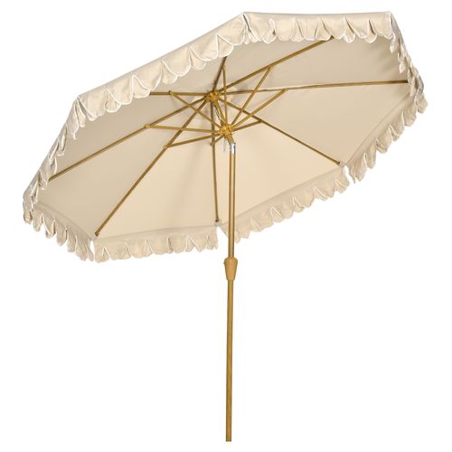 Parasol Octogonal Inclinable D. 2,64 X 2,4h M Acier Aspect Bois Tissu