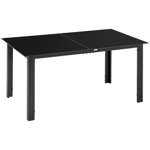 Table De Jardin 6 Personnes Alu. Plateau Verre Trempé Noir
