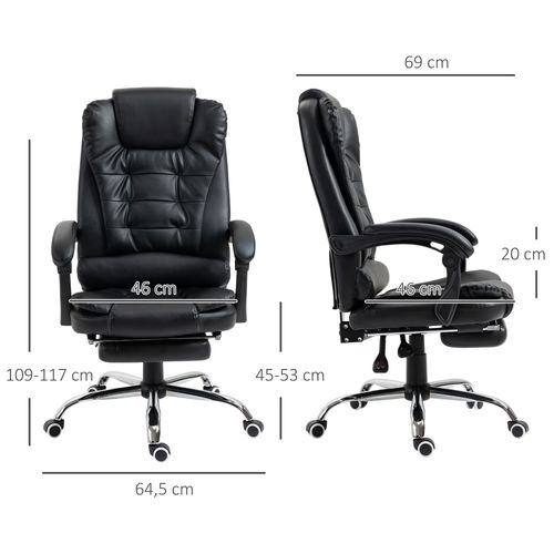 Fauteuil De Bureau Manager Inclinable Repose-pied Intégré Revêtement Synthétique