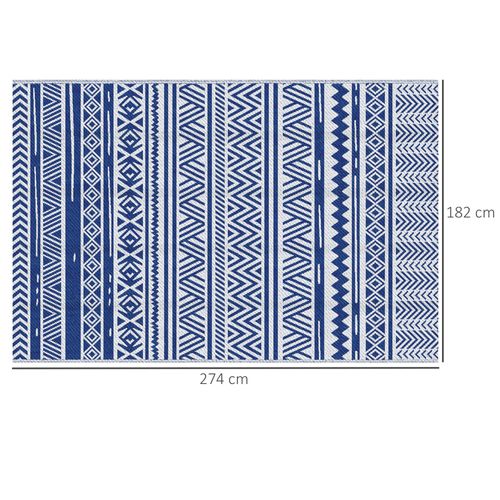 Tapis Extérieur Réversible Style Graphique Pp Bleu Blanc