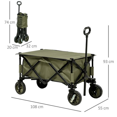 Chariot De Jardin Pliable 4 Roues Acier Polyester