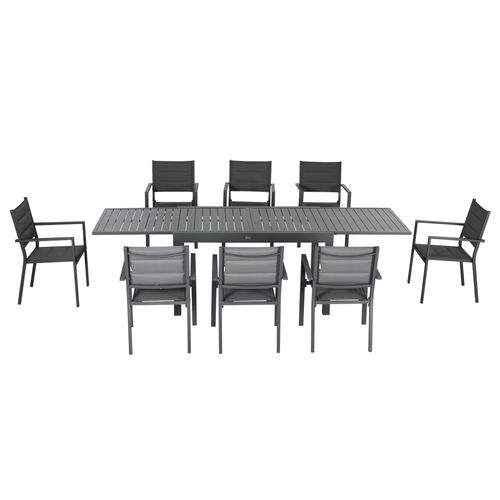 Ensemble De Jardin 8 Personnes Table Extensible Gris