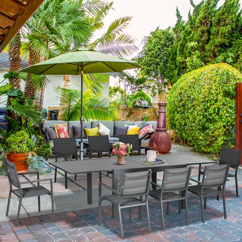 Ensemble De Jardin 8 Personnes Table Extensible Gris