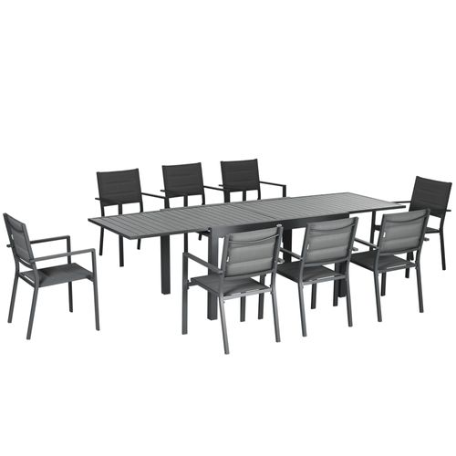 Ensemble De Jardin 8 Personnes Table Extensible Gris