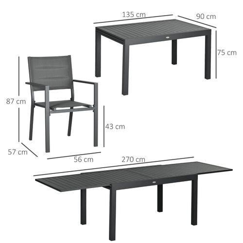 Ensemble De Jardin 8 Personnes Table Extensible Gris