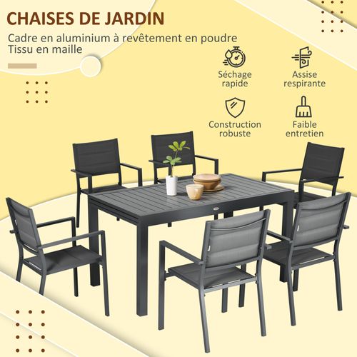 Ensemble De Jardin 8 Personnes Table Extensible Gris