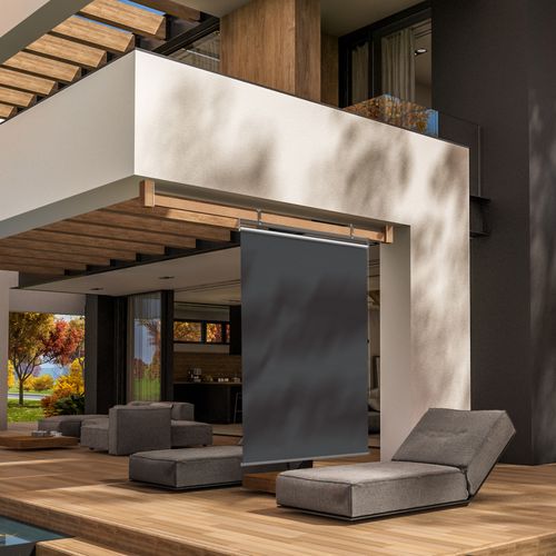 Store Extérieur Vertical Manuel Rétractable Gris