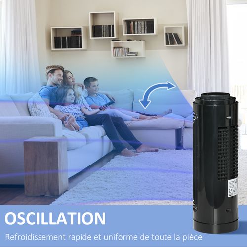 Ventilateur De Table Bureau Colonne Oscillant 20 W Noir