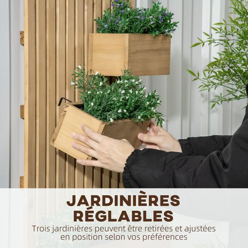 Lot De 3 Jardinières Murales Avec Treillis Bois