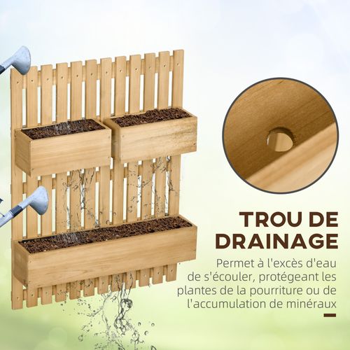 Lot De 3 Jardinières Murales Avec Treillis Bois